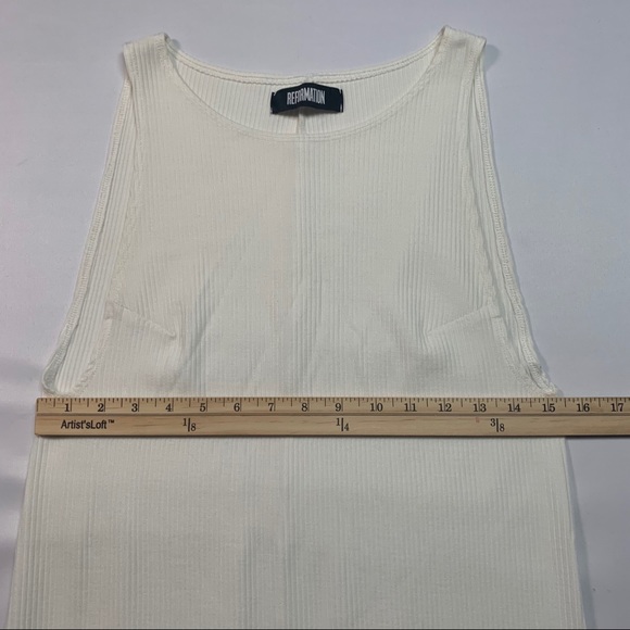 Reformation Tencel Light Cream Stretch Ribbed Mini Dress - Picture 7 of 12